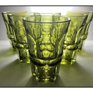 8 Fostoria HFM Henry Ford Museum Argus Green Highball Tumblers Set Vintage MCM